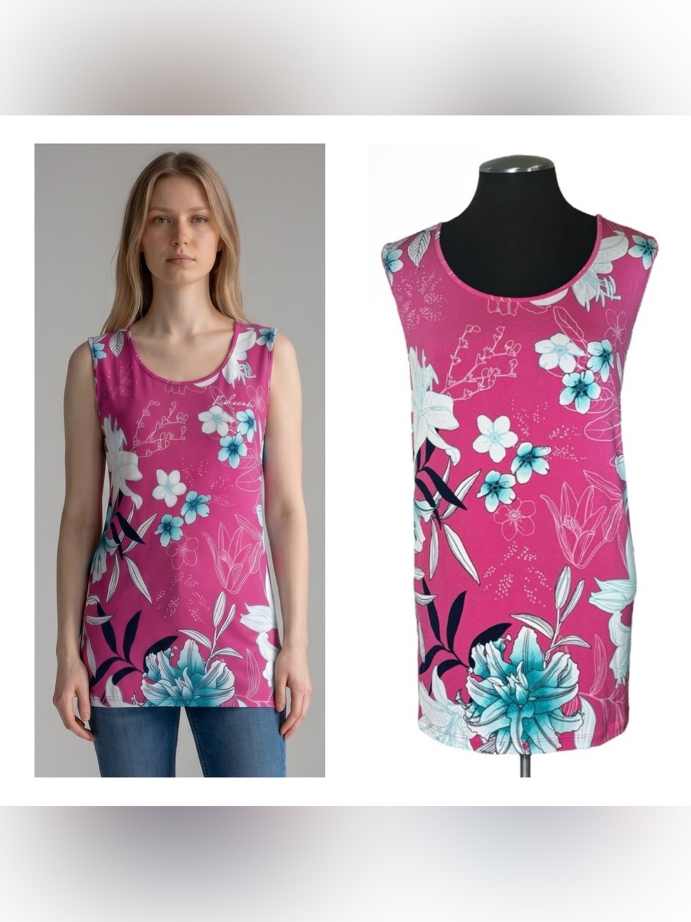 🆕 IMAN – Sleeveless Floral Stretch Resort Tank Top – Size 2X – NWT